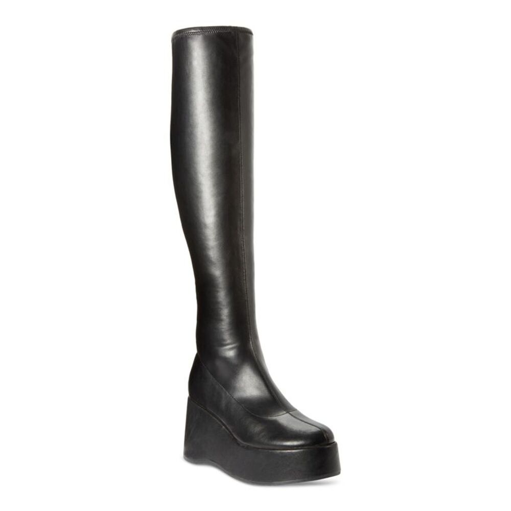 WILD PAIR Womens Black 2" Platform Enchantt Round Toe Wedge Boots Shoes 8.5 M